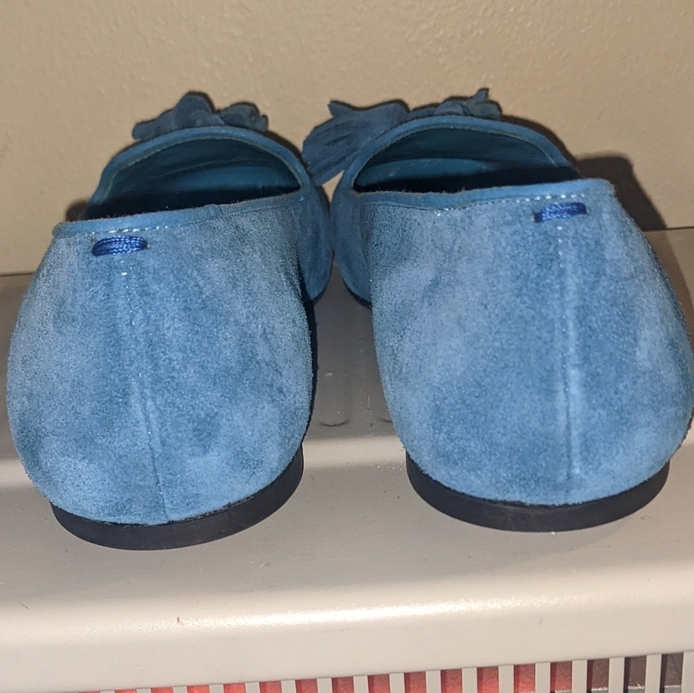 Charles Philip Milan Turquoise Blue Suede Tassel Loafers size 8.5​​ - Picture 4 of 15